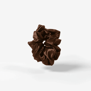 Large Premium Silk Scrunchie - Brown - THE SILK BONNET®