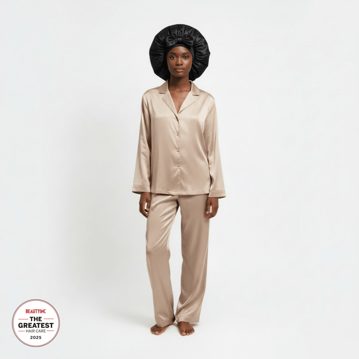 Large Silk Bonnet - Black - THE SILK BONNET®