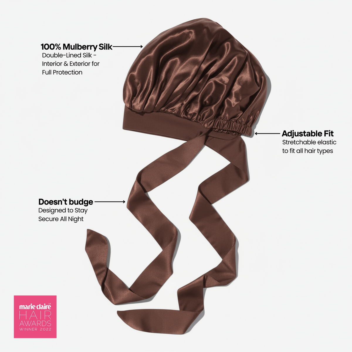 Large Silk Bonnet - Brown - THE SILK BONNET®