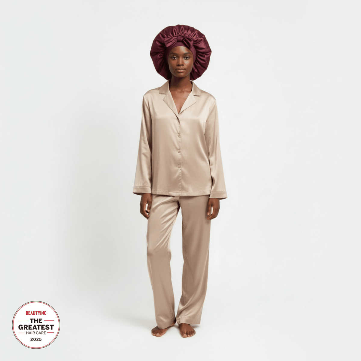 Large Silk Bonnet - Burgundy - THE SILK BONNET®
