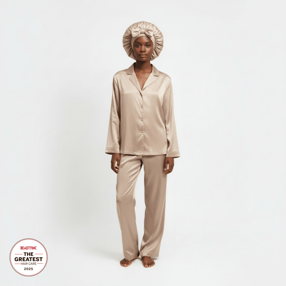 Large Silk Bonnet - Champagne - THE SILK BONNET®