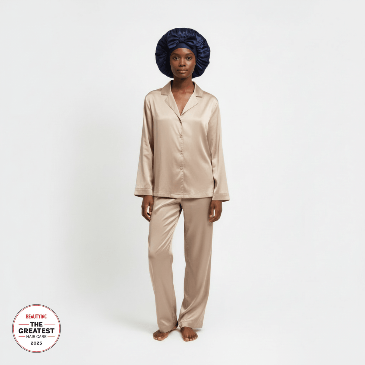 Large Silk Bonnet - Midnight Blue - THE SILK BONNET®