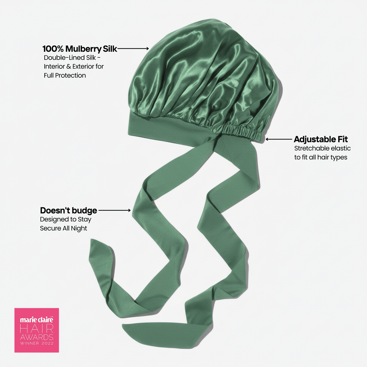 Large Silk Bonnet - Mint Green - THE SILK BONNET®