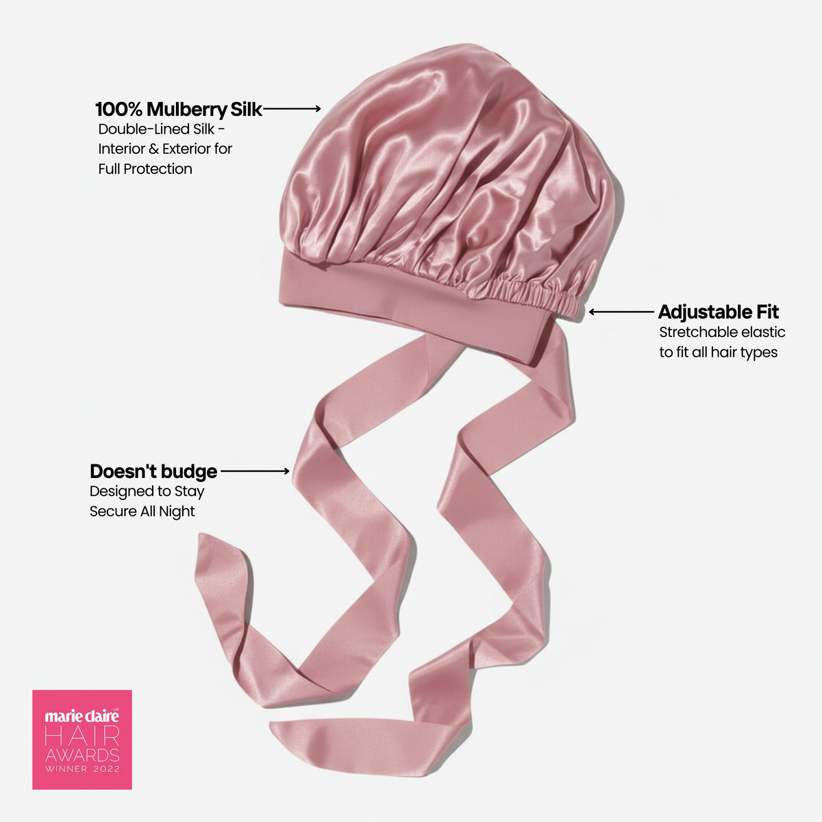 Large Silk Bonnet - Soft Pink - THE SILK BONNET®